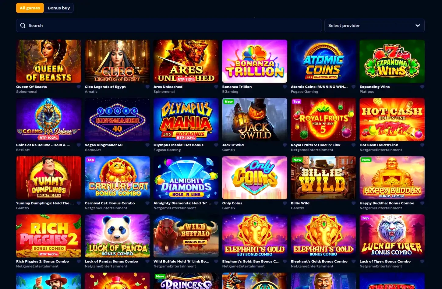 Astromania Casino Spielangebot